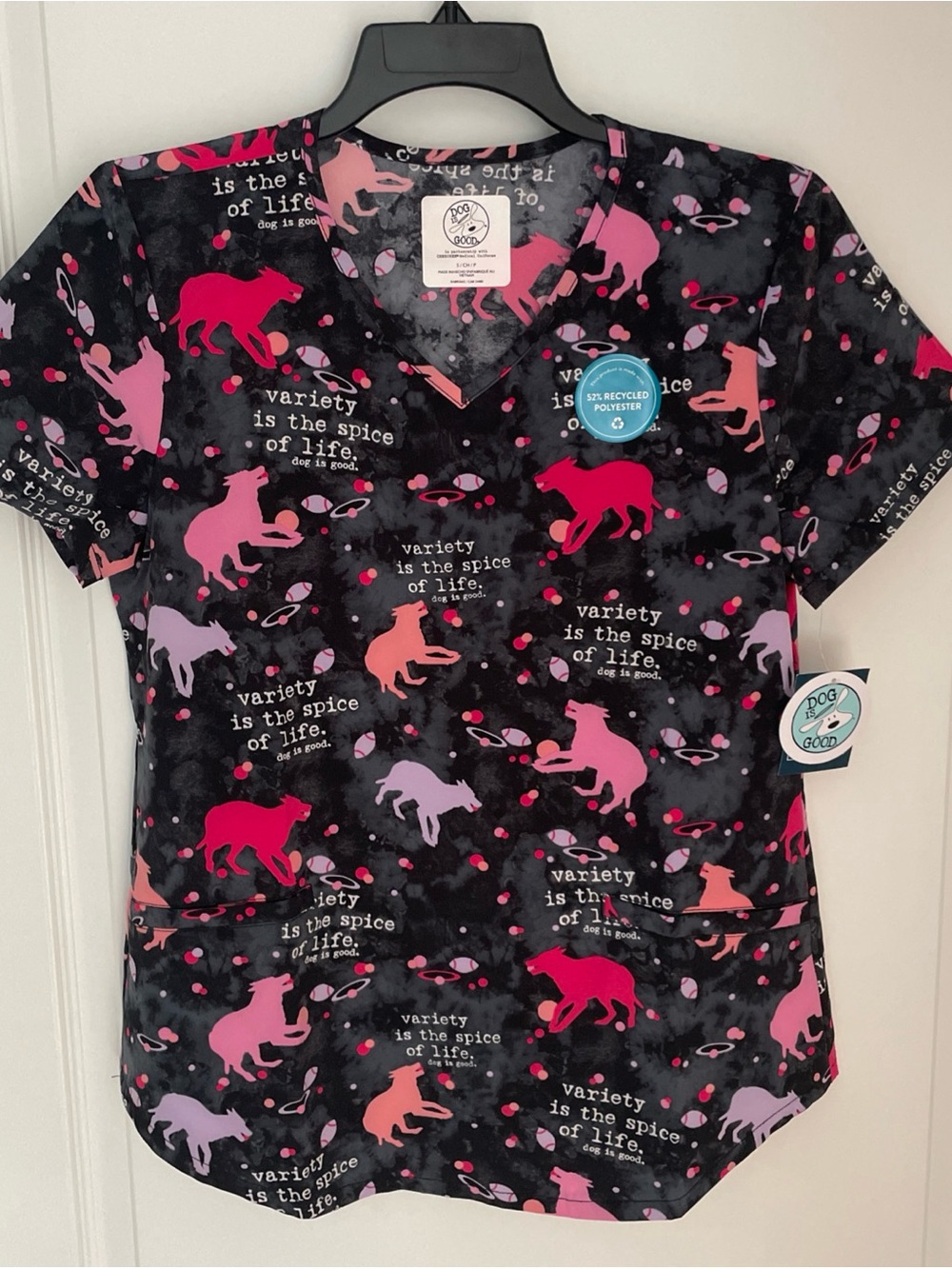 Cherokee Uniforms Dog is Good Scrubs Top XL Variety Spice Of Life NWT